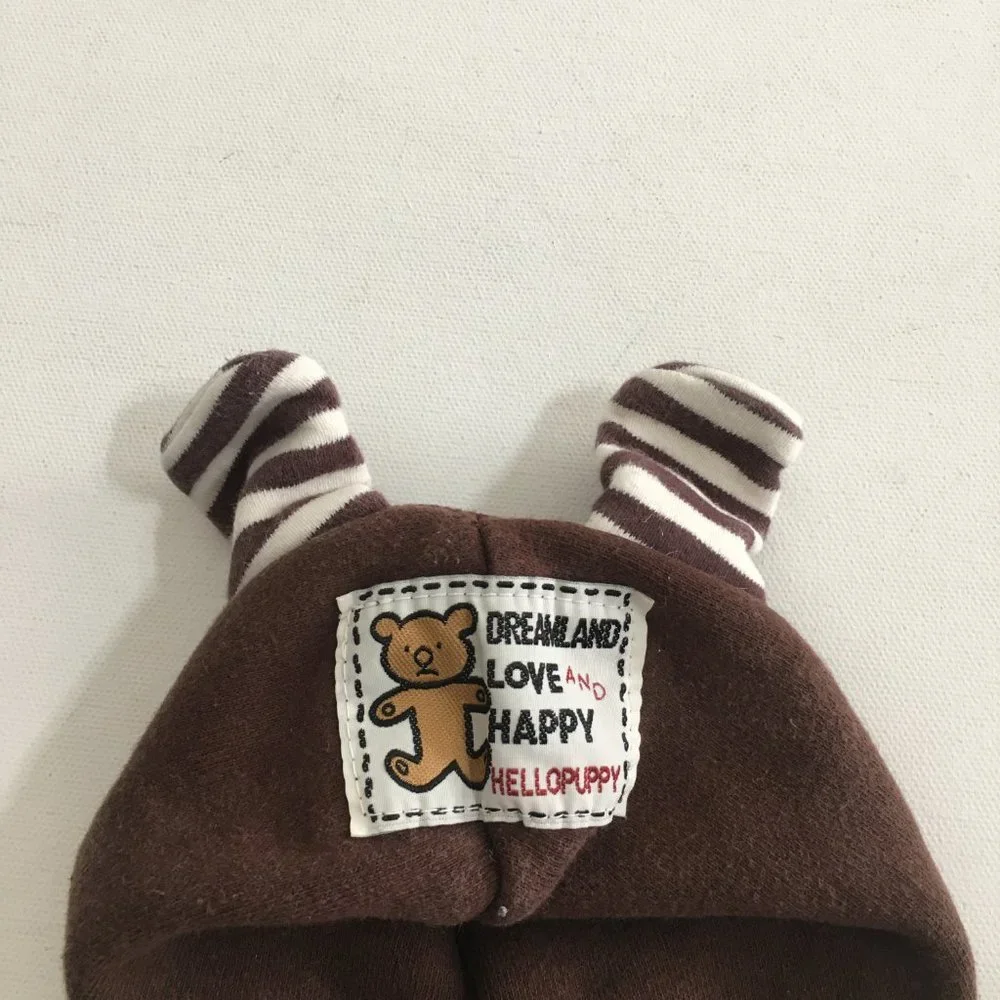 Bear Striped Hoodie Dog Clothes Brown Size Medium